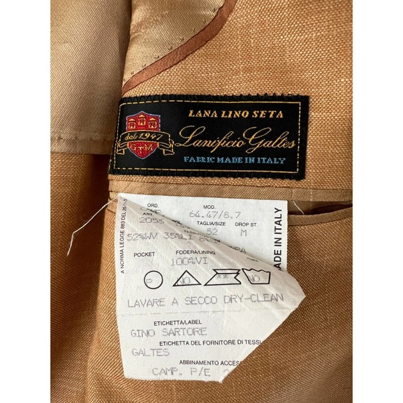 LANIFICIO GALTES Mens Blazer 3 Button Classic Linen Jacket Italy Size 42 - Picture 5 of 5